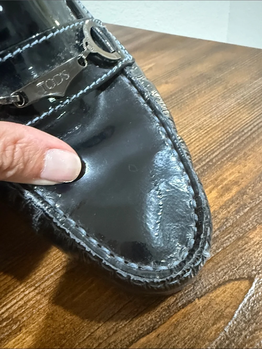 TOD’S  black patent leather driving shoe loafer moccasin Size 10